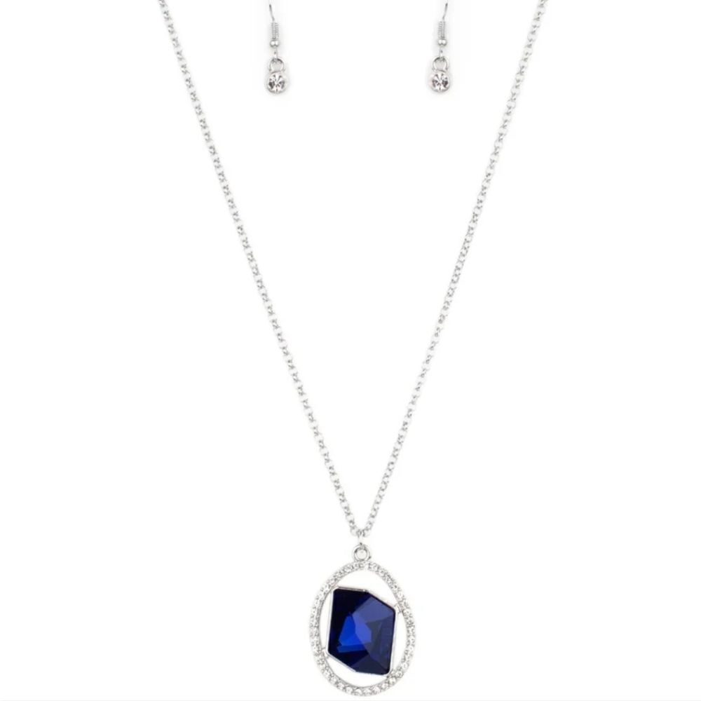 Paparazzi Undiluted Dazzle Blue Rhinestone Necklace and Earring Set